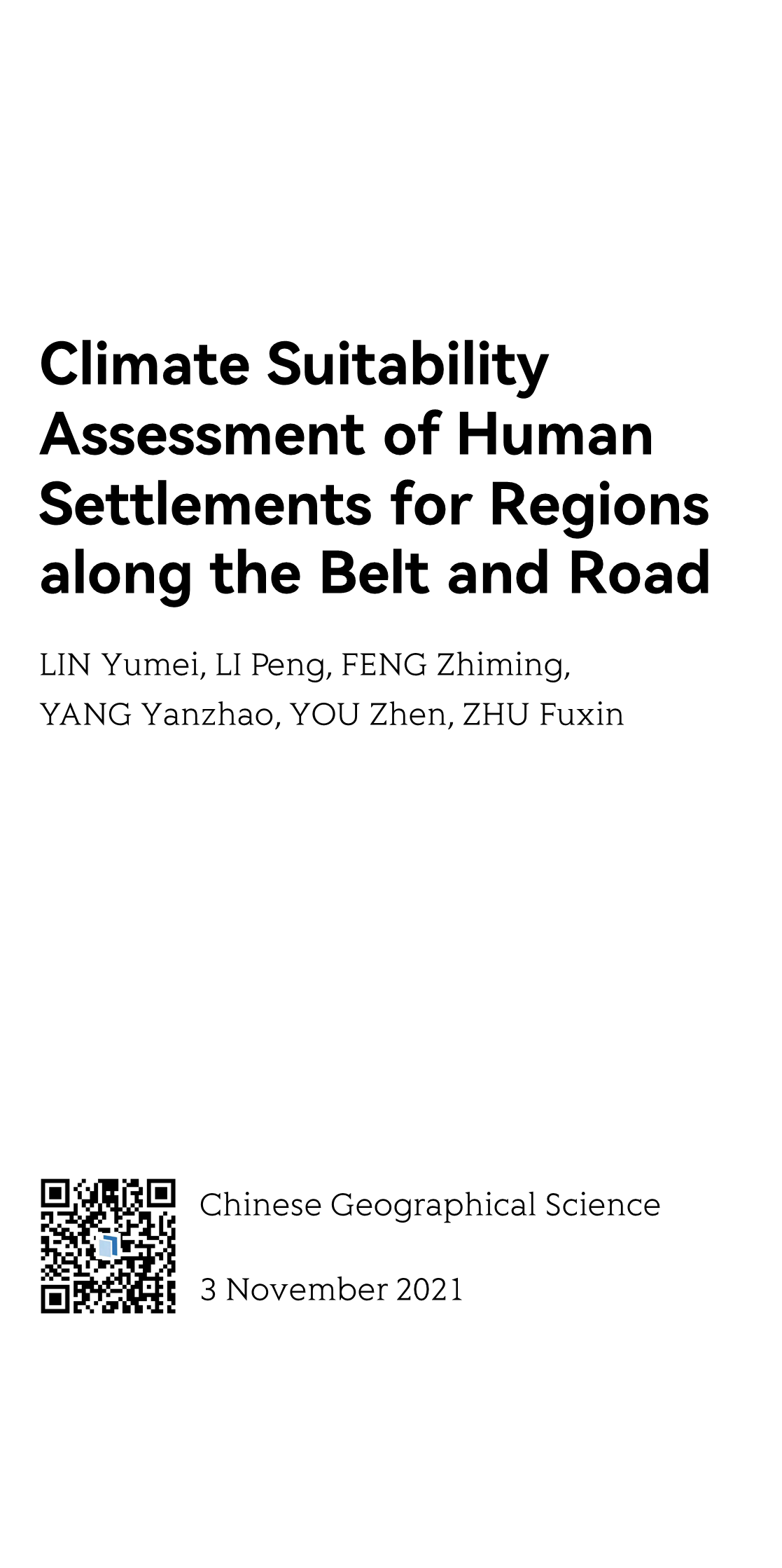 Climate Suitability Assessment of Human Settlements for Regions along the Belt and Road_1