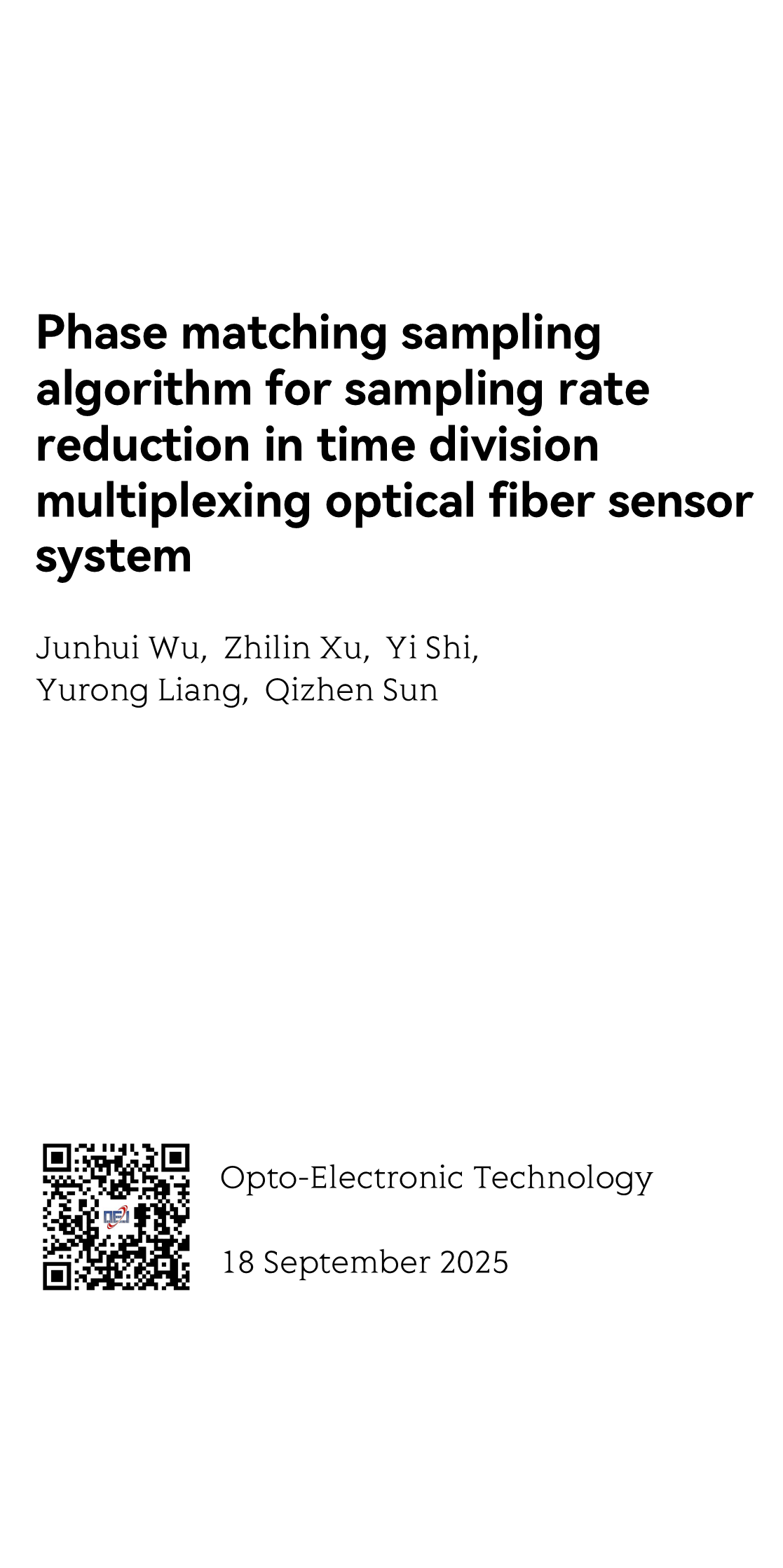 Phase matching sampling algorithm for sampling rate reduction in time division multiplexing optical fiber sensor system_1