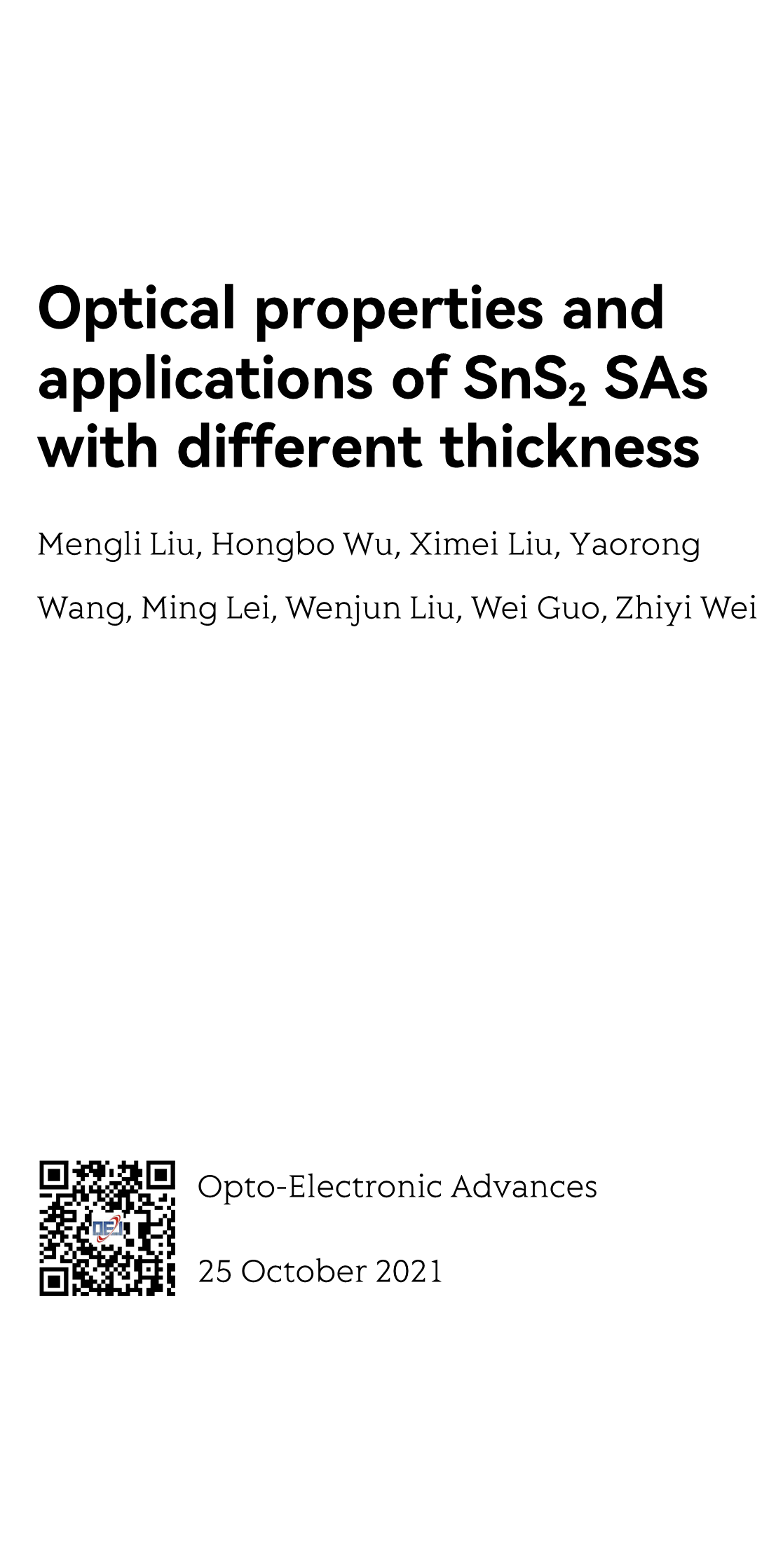 Optical properties and applications of SnS₂ SAs with different thickness_1