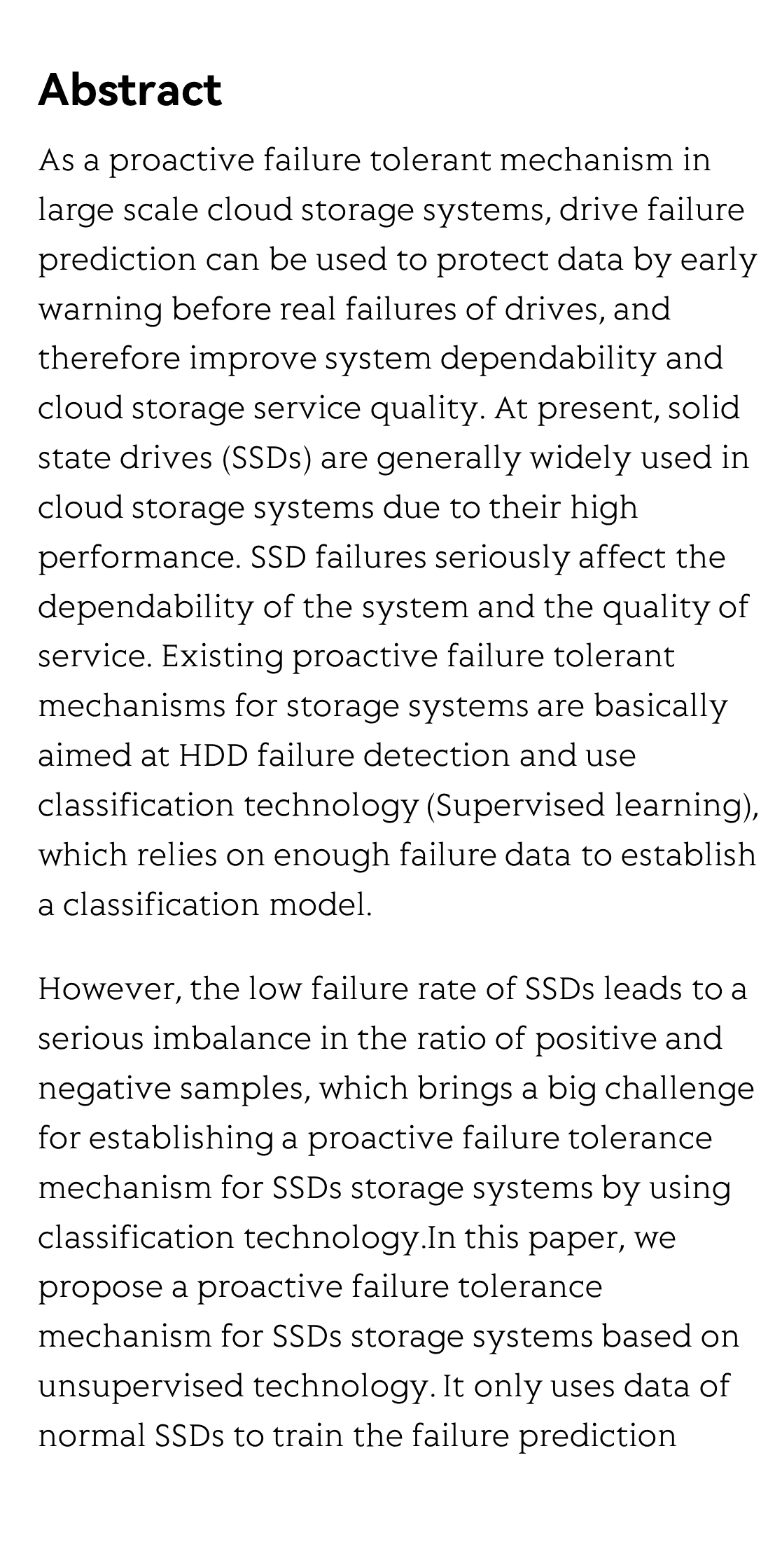 A Proactive Failure Tolerant Mechanism for SSDs Storage Systems based on Unsupervised Learning_2