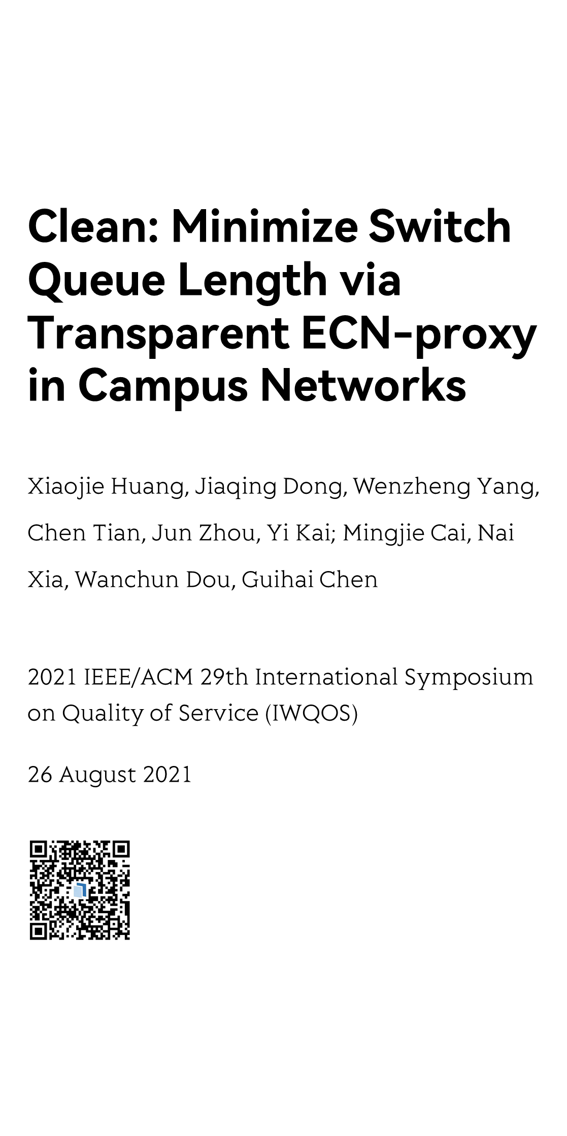 Clean: Minimize Switch Queue Length via Transparent ECN-proxy in Campus Networks_1
